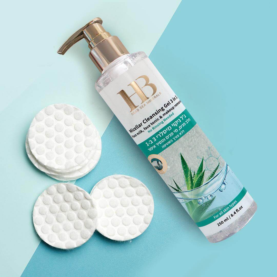 ג'ל ניקוי מיסלרי 3 ב-1 להסרת איפור מהפנים והעיניים | ניקוי פנים